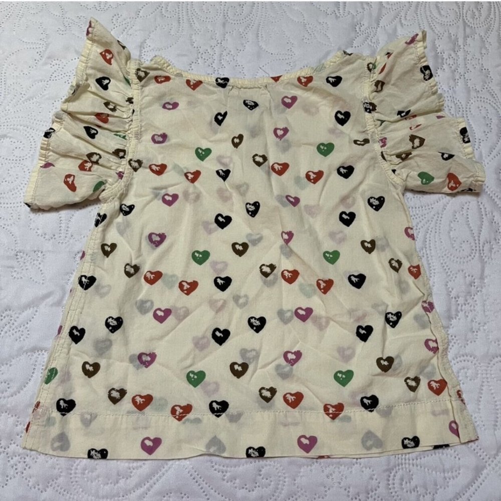 Peek Heart Print Ruffle Top Size 4/5 - Picture 3 of 3
